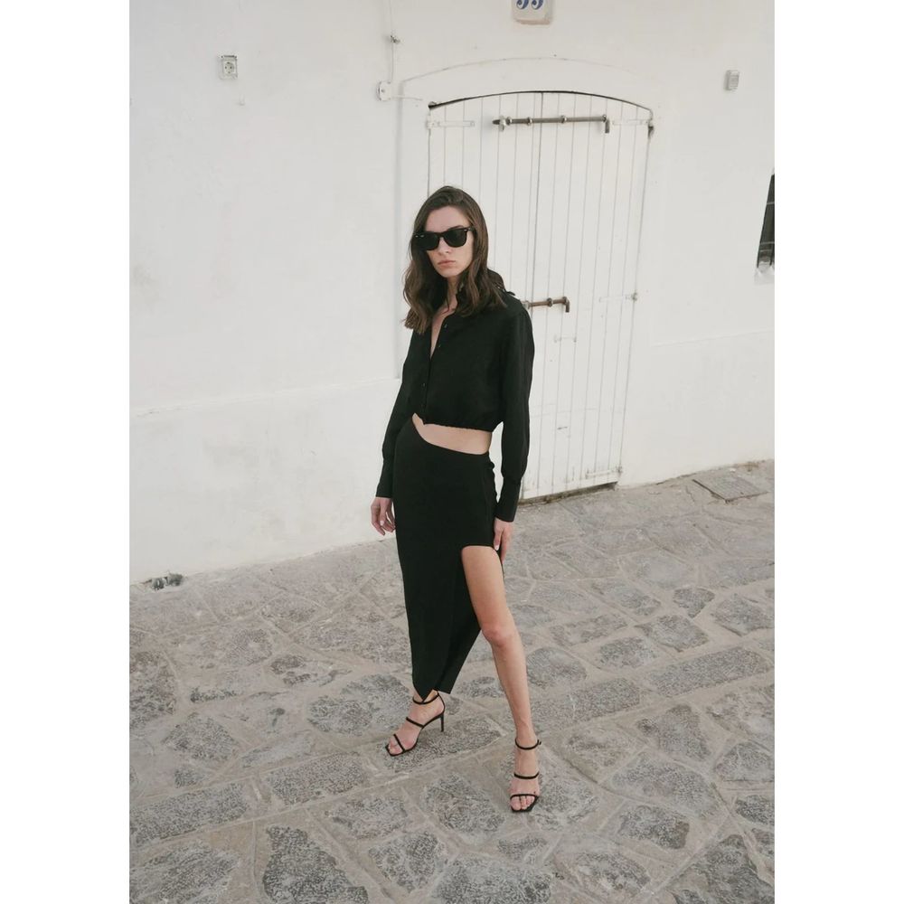 ZARA MIDI PAREO SKIRT SHORTS BLACK